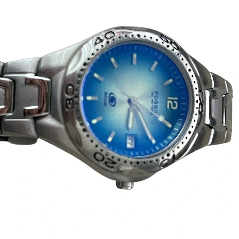 Fossil Luminous Blue Dial Silver Stainless Steel Watch